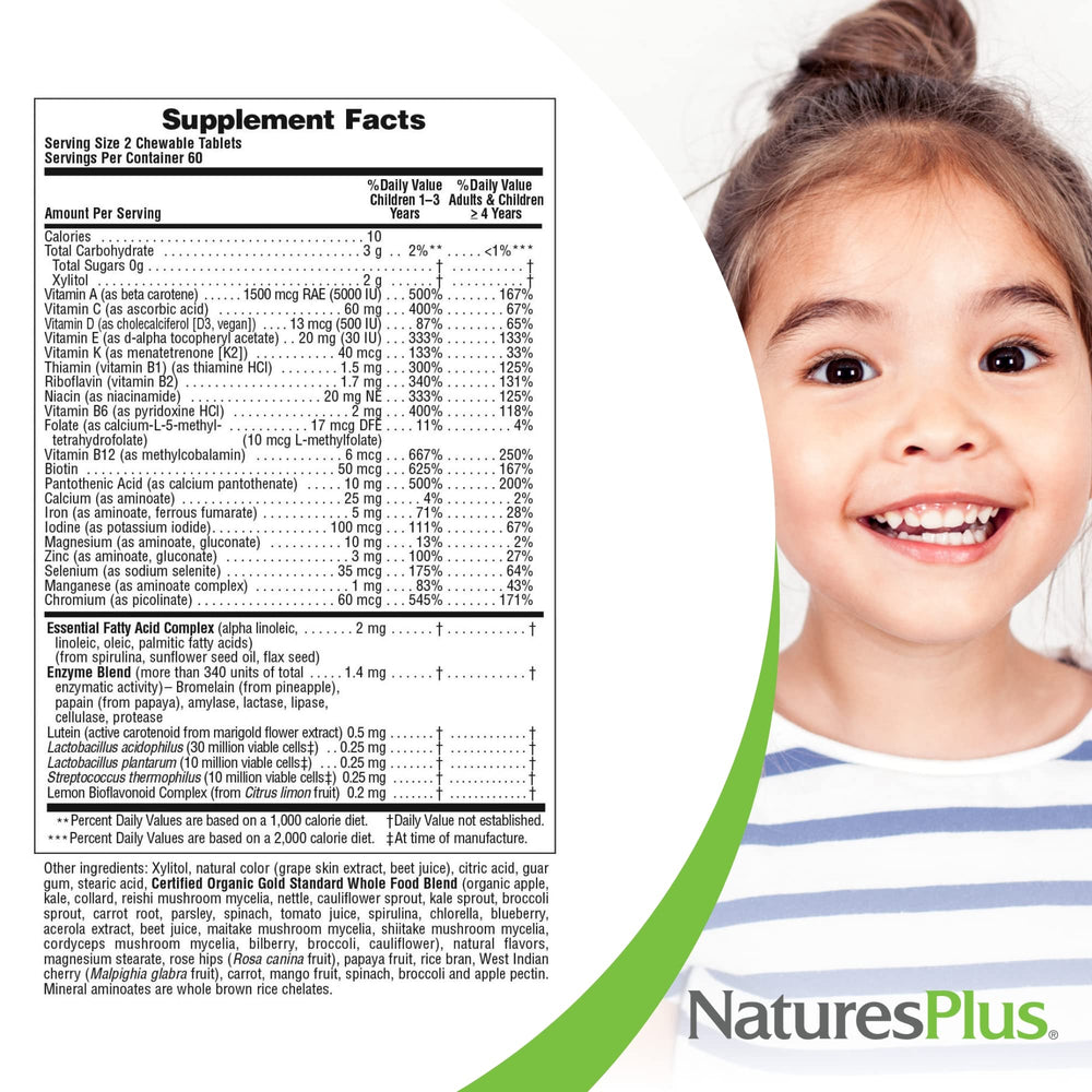 Nutrition panel highlighting 13 vitamins and 10 minerals