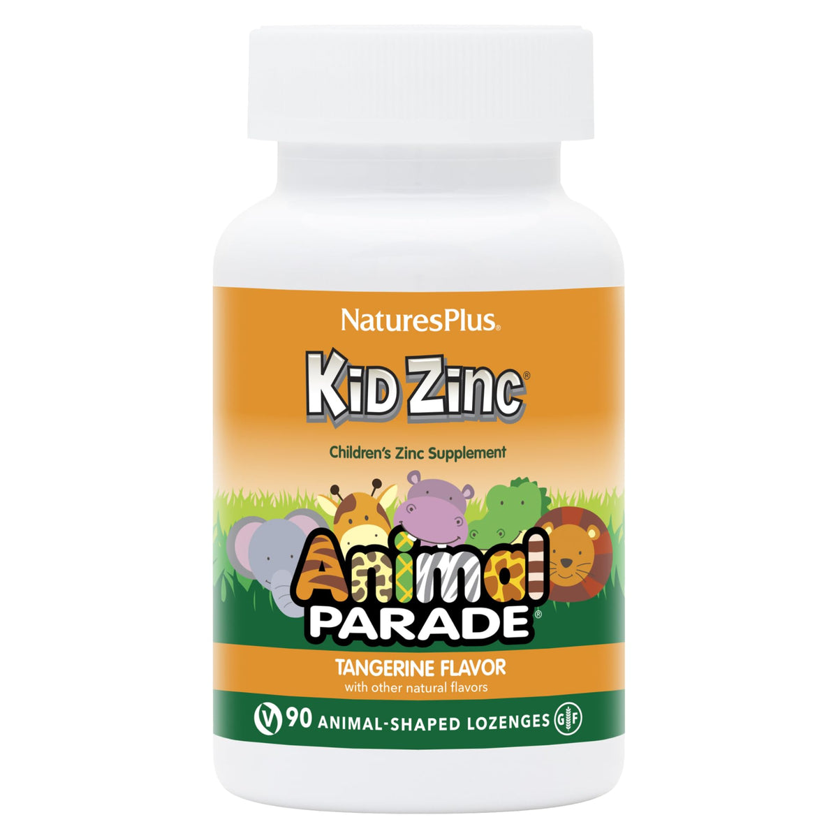 NaturesPlus Animal Parade KidZinc Tangerine 3-pack box with 90 lozenges per pack