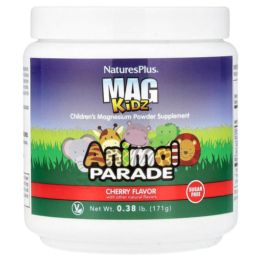 NaturesPlus Animal Parade MagKidz Cherry Flavor Magnesium Powder for Kids 0.38 lb 45 Servings