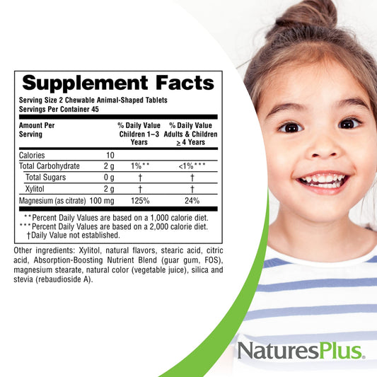 Back label with supplement facts for MagKidz cherry flavor