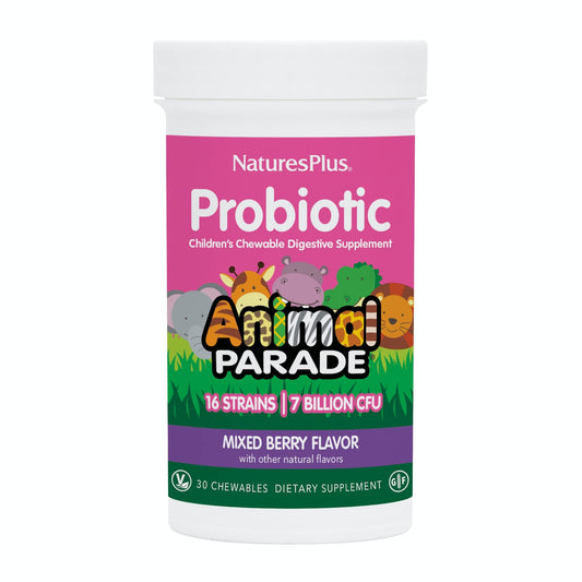 NaturesPlus Animal Parade Probiotic Mixed Berry 30 chewables packaging