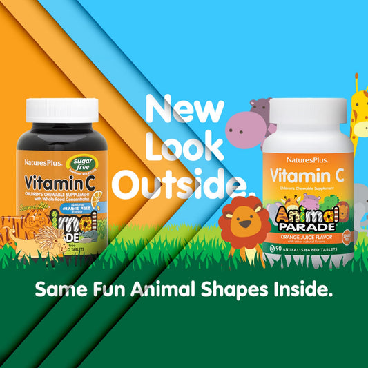 Close-up of orange-flavored vitamin C animal-shaped chewables