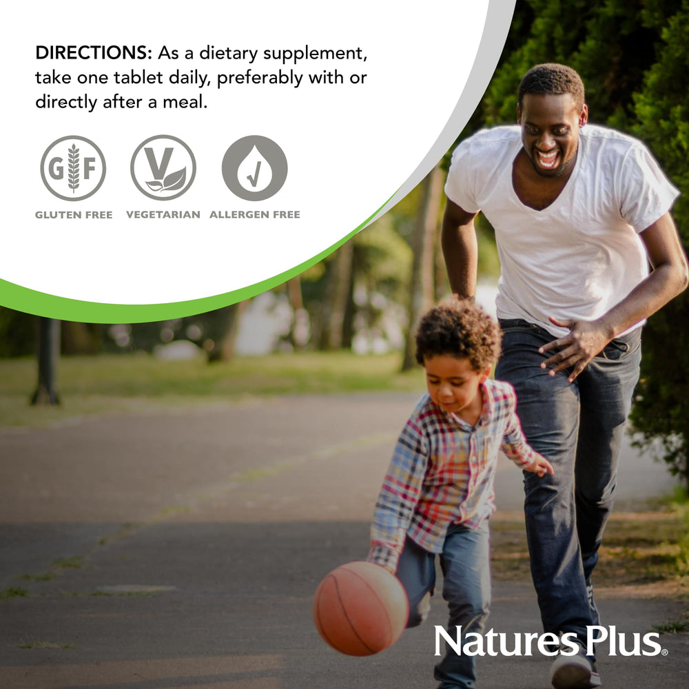 Nutrition facts panel for NaturesPlus B-Complex with Rice Bran