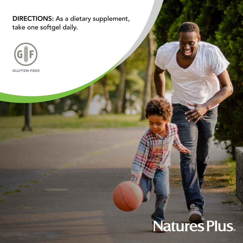 Lifestyle shot showing bottle of NaturesPlus Beyond CoQ10 50 mg - 30 softgels