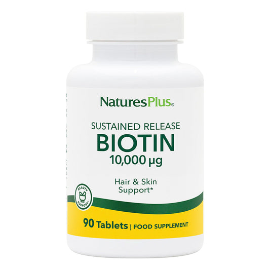 NaturesPlus Biotin Sustained Release bottle – 90 tablets (vegetarian, gluten free)