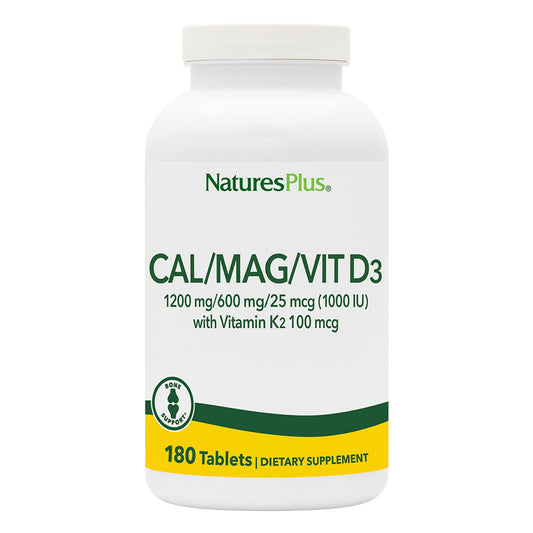 NaturesPlus Calcium Magnesium Vitamin D3 with Vitamin K2 bone health formulation