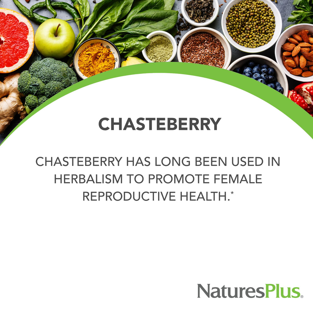 Vegan and gluten-free certification label on NaturesPlus Chasteberry