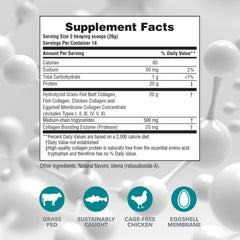 Nutrition label and ingredients for Collagen Peptides Vanilla 0.8 lb