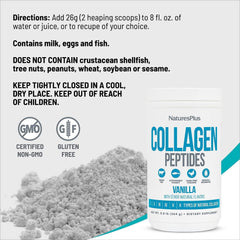 Ingredients panel for Nature's Plus Collagen Peptides Vanilla