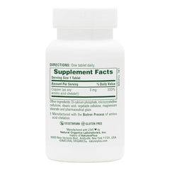 Side view of NaturesPlus Copper 3 mg bottle