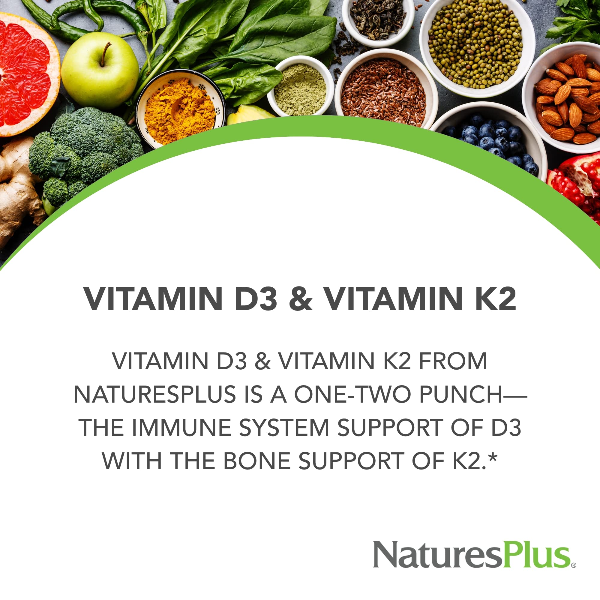 NaturesPlus D3 & K2 bottle label