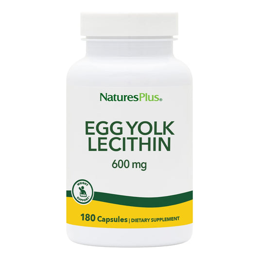 NaturesPlus Egg Yolk Lecithin 600 mg bottle and capsules