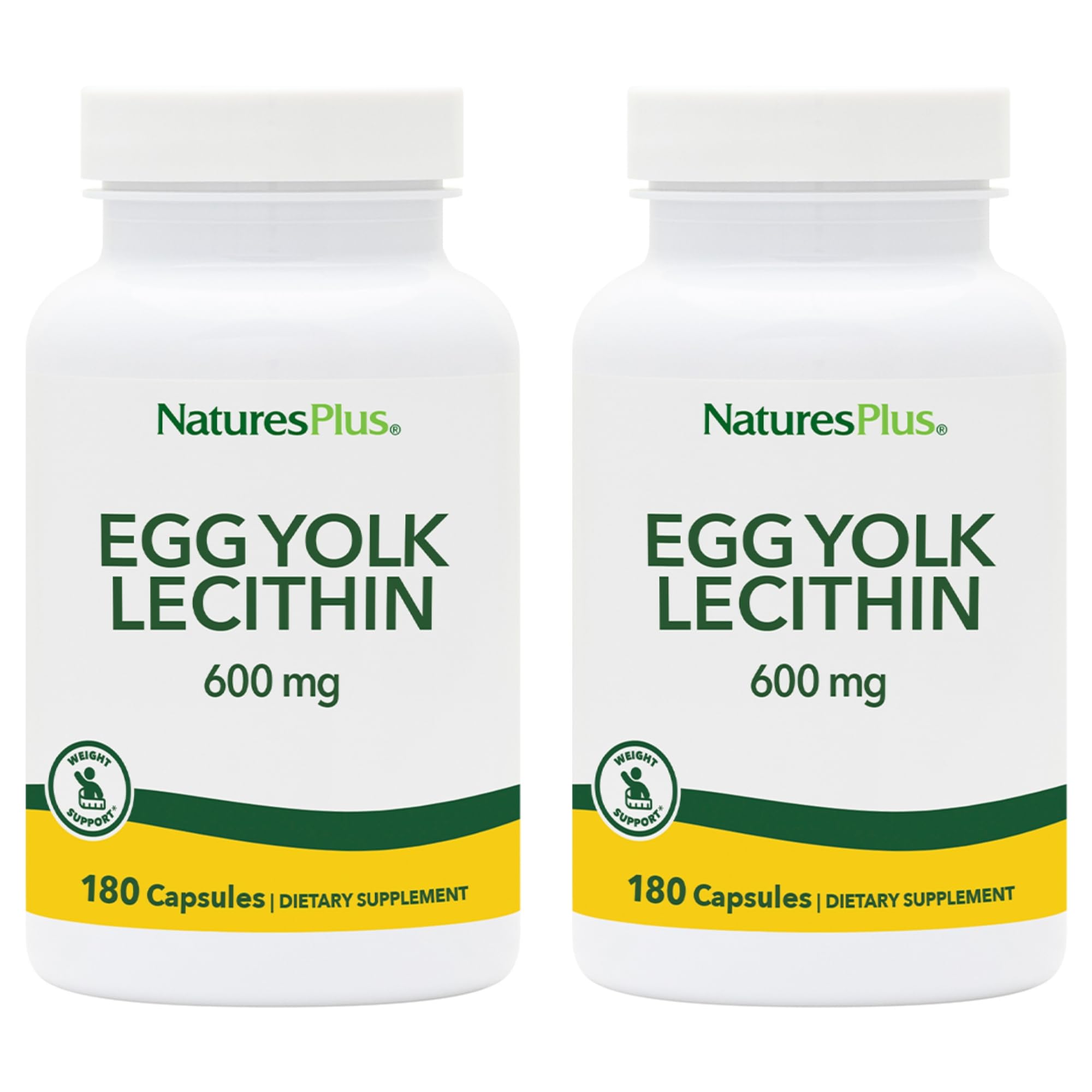 NaturesPlus Egg Yolk Lecithin bottle label showing 600 mg per serving