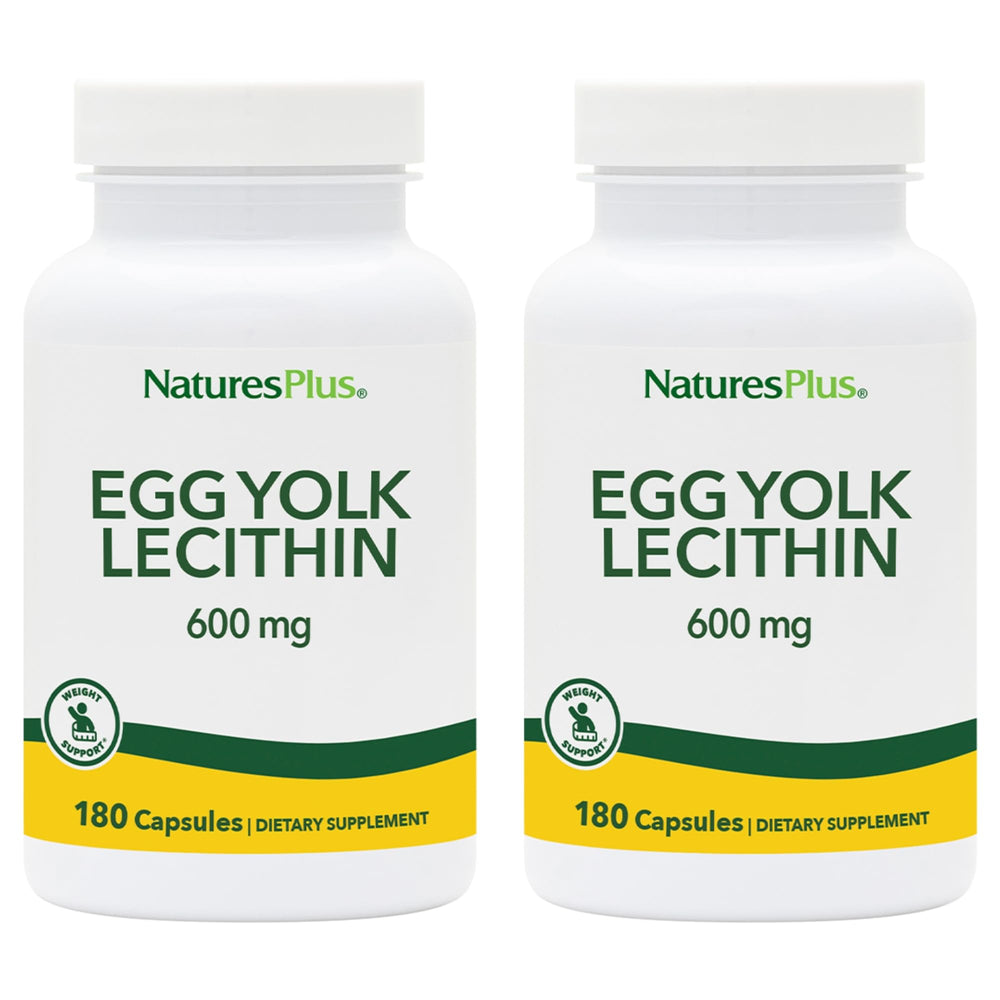 NaturesPlus Egg Yolk Lecithin bottle label showing 600 mg per serving