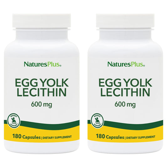NaturesPlus Egg Yolk Lecithin bottle label showing 600 mg per serving