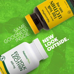 Close-up of egg yolk lecithin capsules in bottle