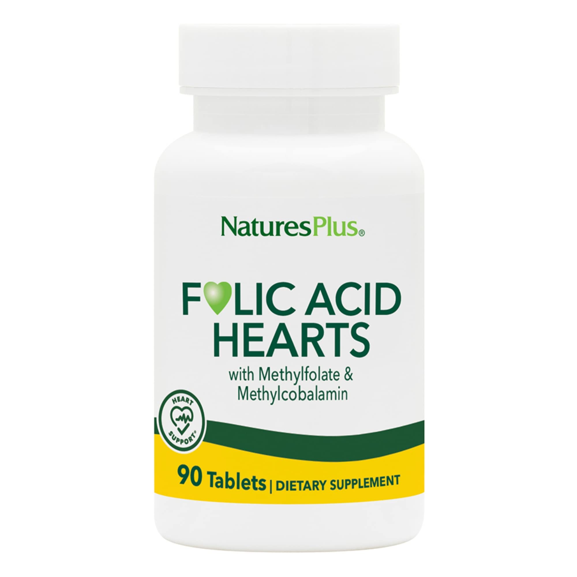 NaturesPlus Folic Acid Hearts bottle label