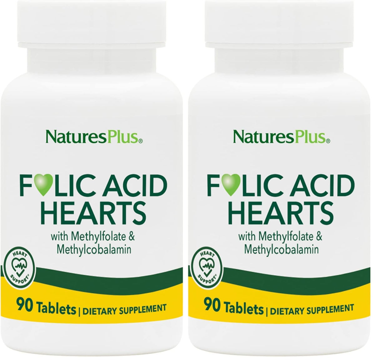 Front view of NaturesPlus Folic Acid Hearts 2-pack package