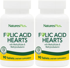 Front view of NaturesPlus Folic Acid Hearts 2-pack package