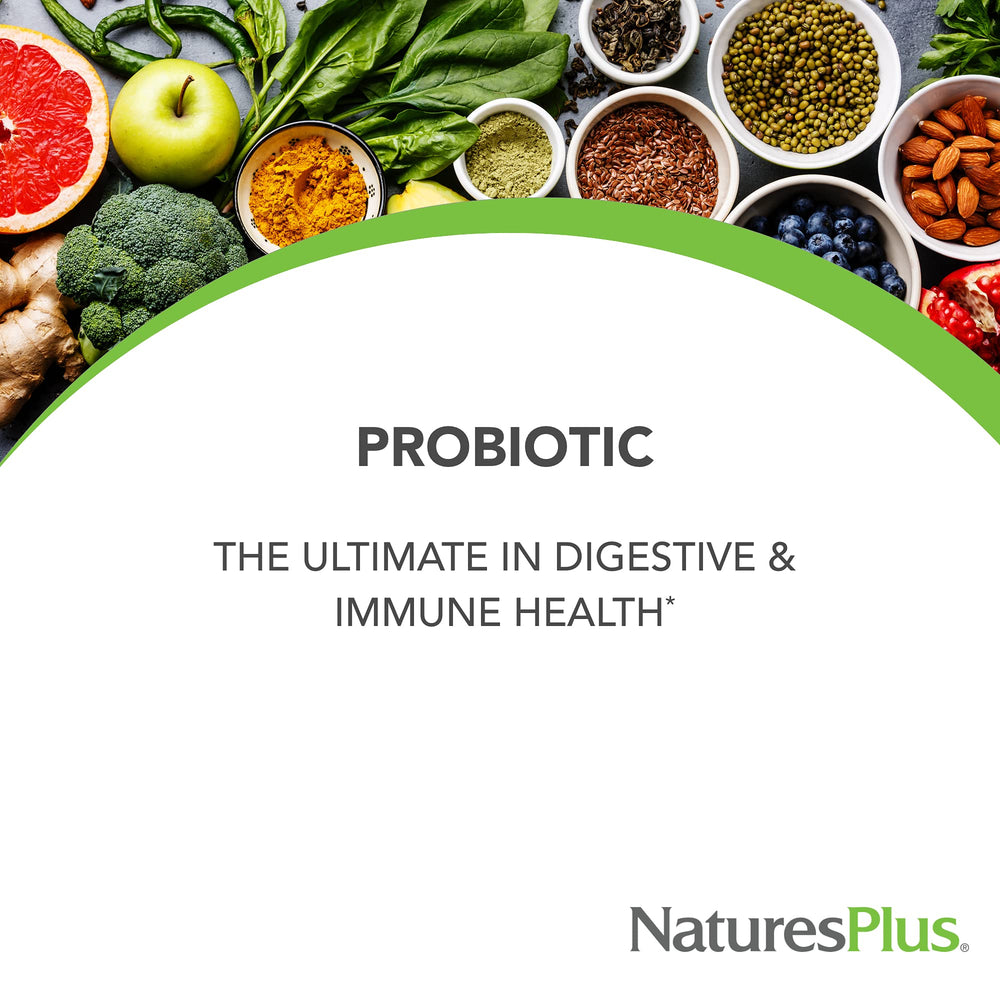 Front view of NaturesPlus GI Natural Probiotic Mega two-pack bottle