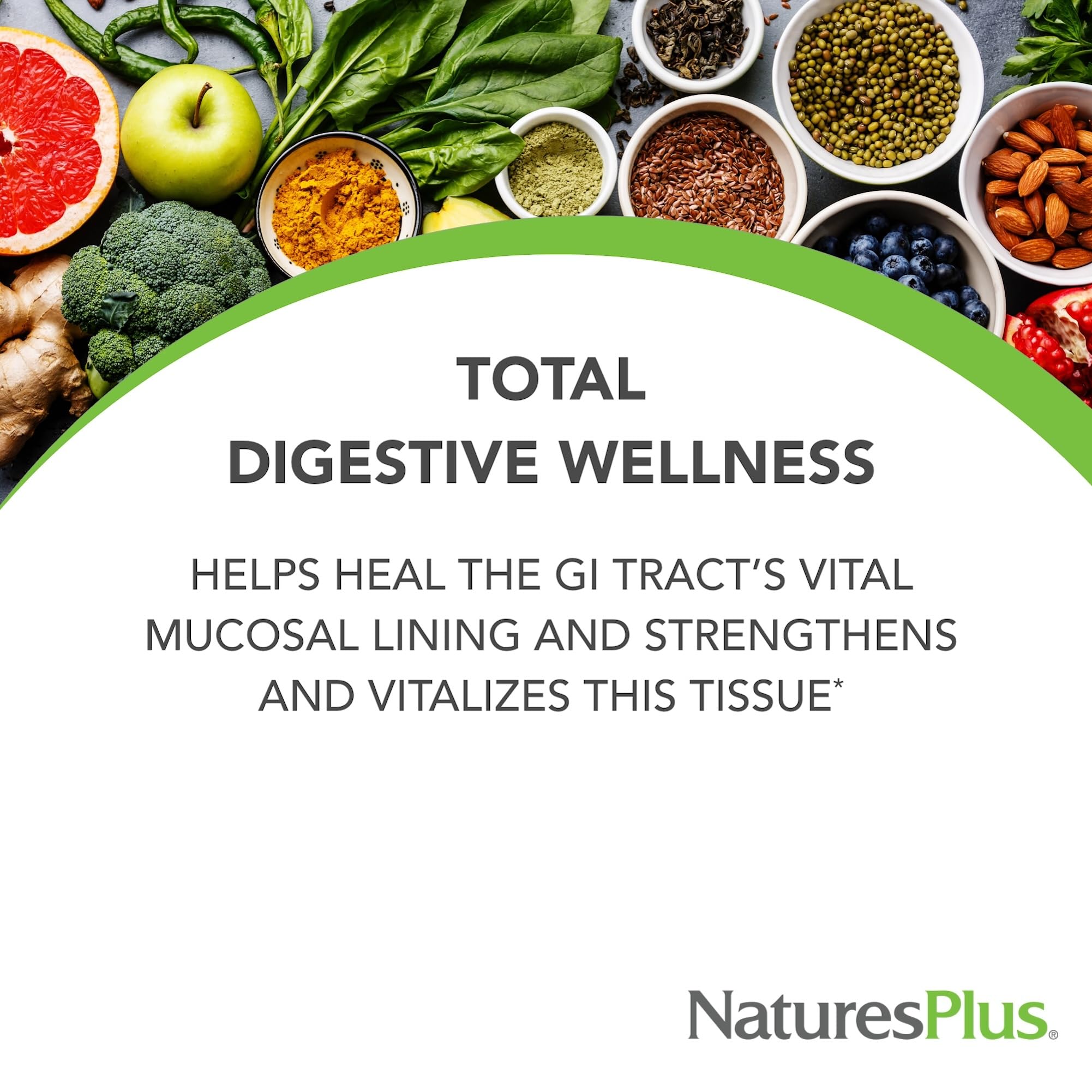 Infographic showing bi-layered tablet design for GI Natural Digestive Wellness