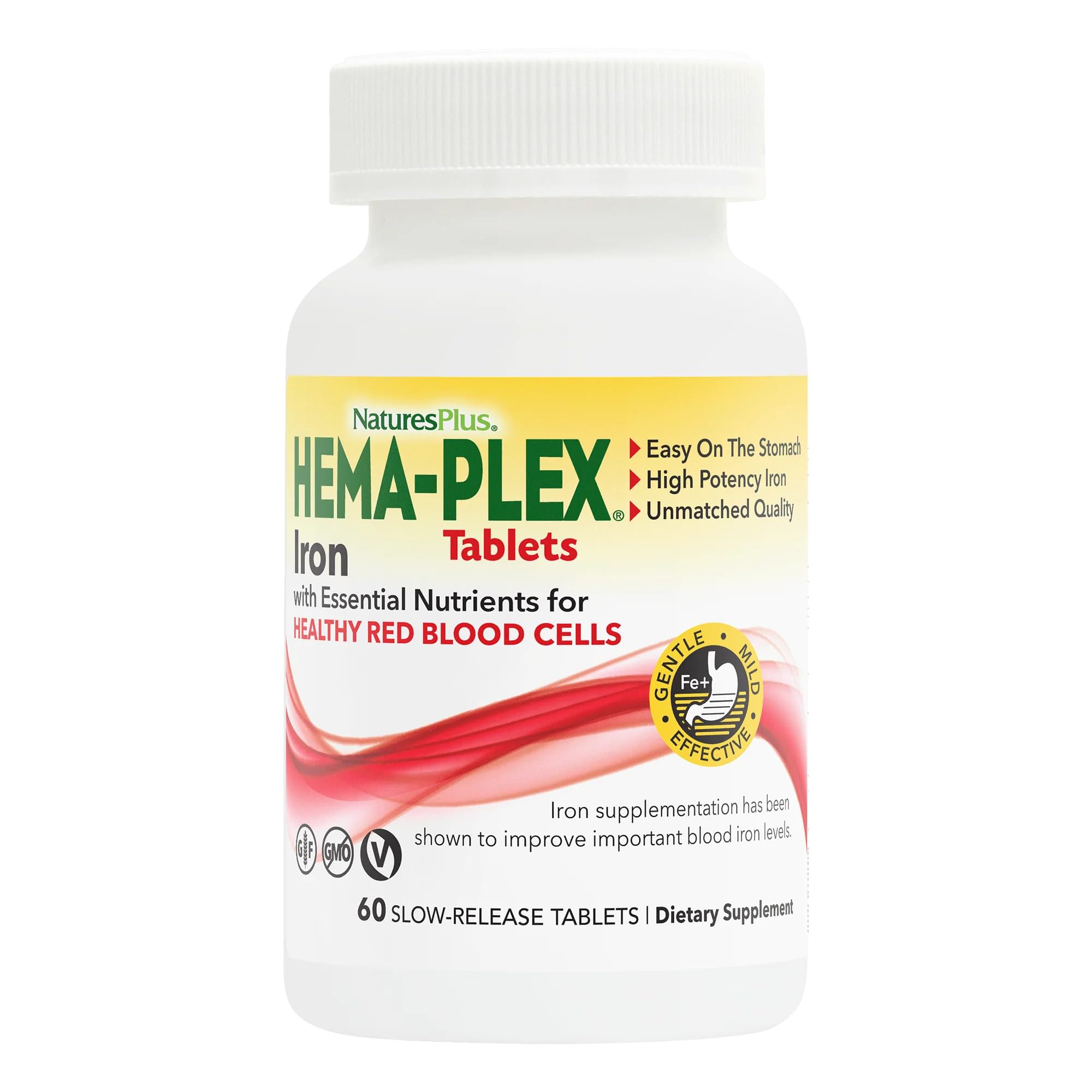 Bottle of NaturesPlus Hema-Plex Iron 60 tablets
