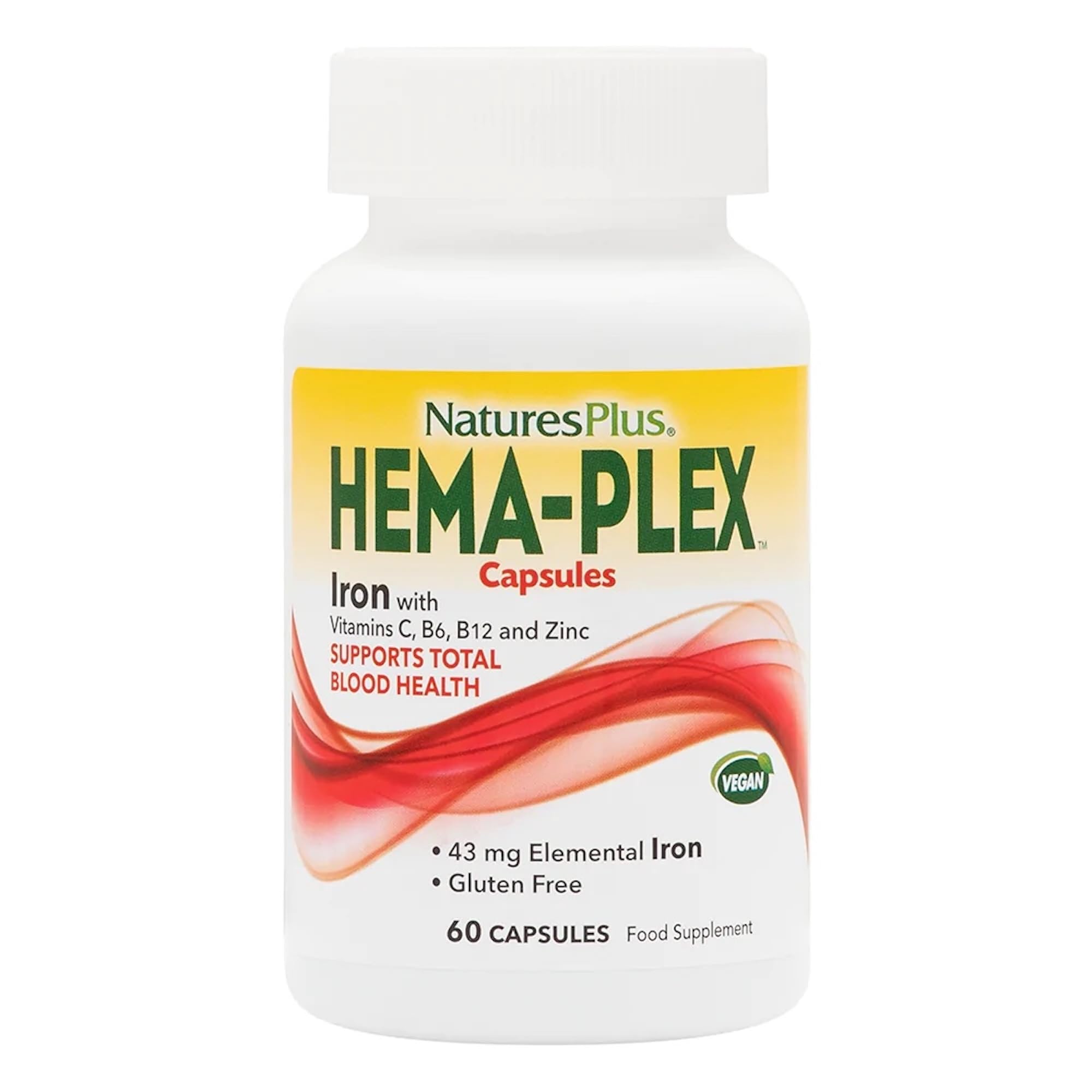 NaturesPlus Hema-Plex Iron bottle front with label