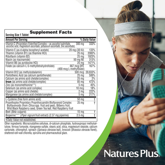 NaturesPlus Hema-Plex Iron tablets arranged for display
