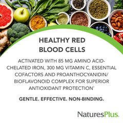 Bottle of NaturesPlus Hema-Plex Iron 85 mg chelated iron