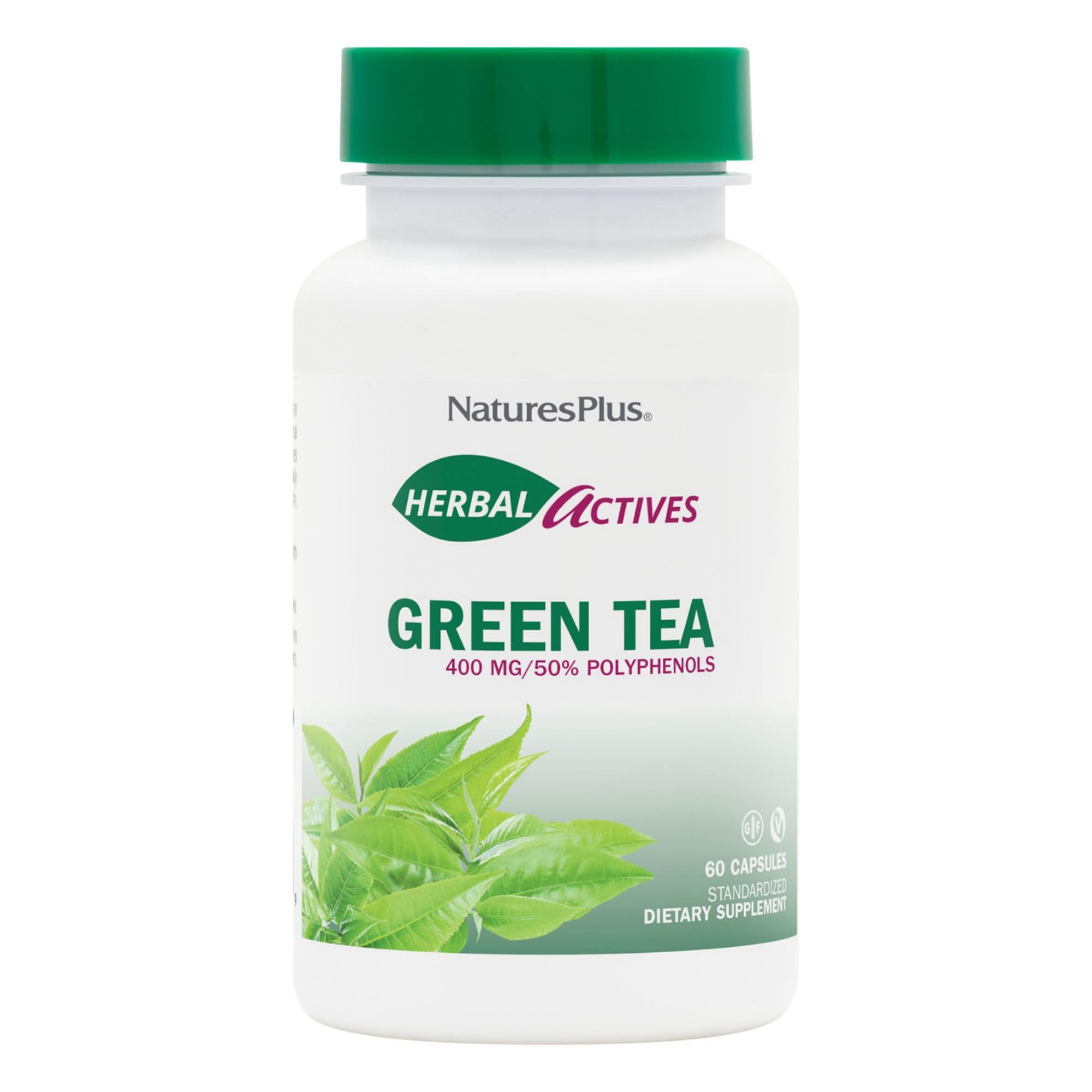 NaturesPlus Herbal Actives Green Tea bottle label