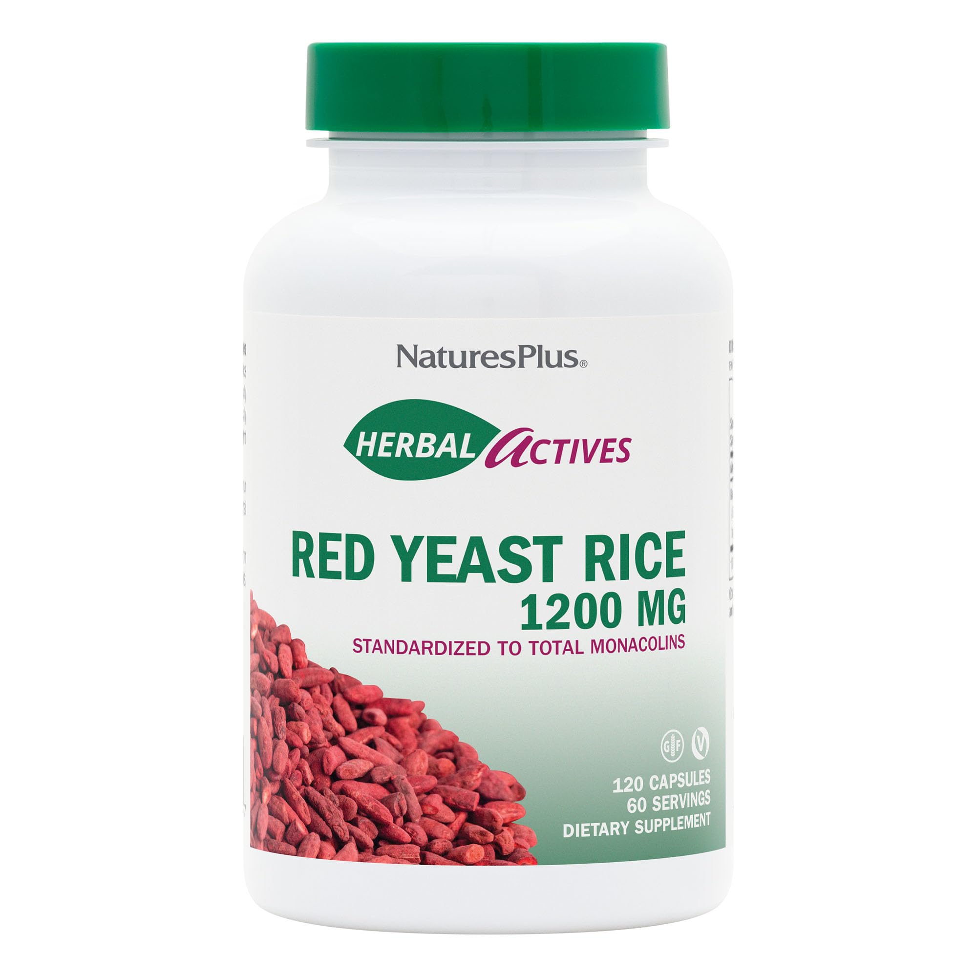 Product bottle of NaturesPlus Herbal Actives Red Yeast Rice 1200 mg