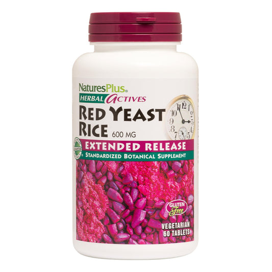 NaturesPlus Herbal Actives Red Yeast Rice Extended Release 600mg vegan tablets bottle