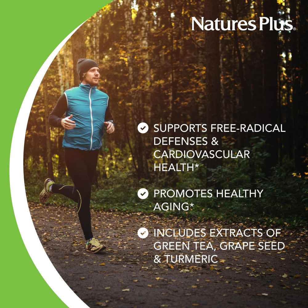 Product packaging and bottle label of NaturesPlus Resveratrol