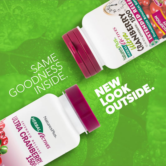 Back view of NaturesPlus Ultra Cranberry 1500 bottle with supplement facts