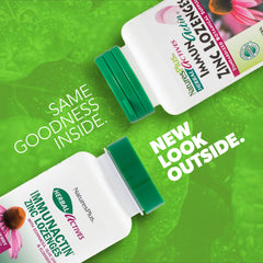 Back panel with supplement facts for ImmunActin Zinc Lozenges Wild Cherry.