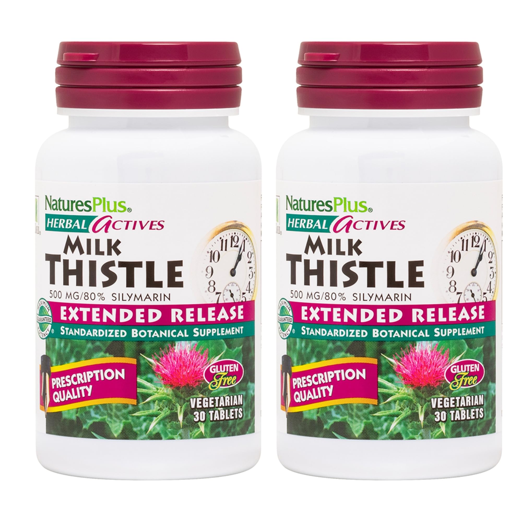 Bottle of NaturesPlus Herbal Actives Milk Thistle 500 mg Extended Release