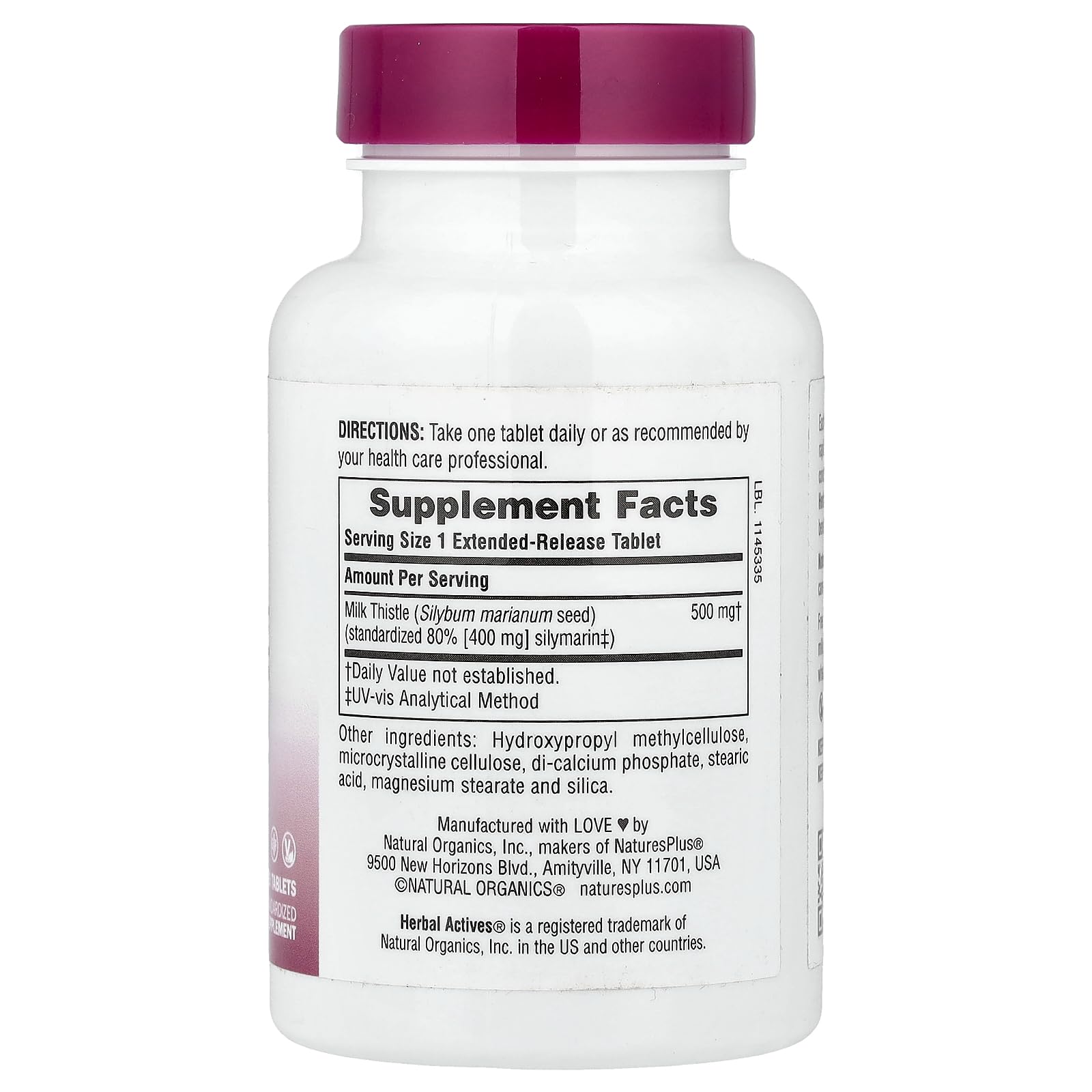 Milk Thistle supplement with 30 vegetarian tablets, gluten-free