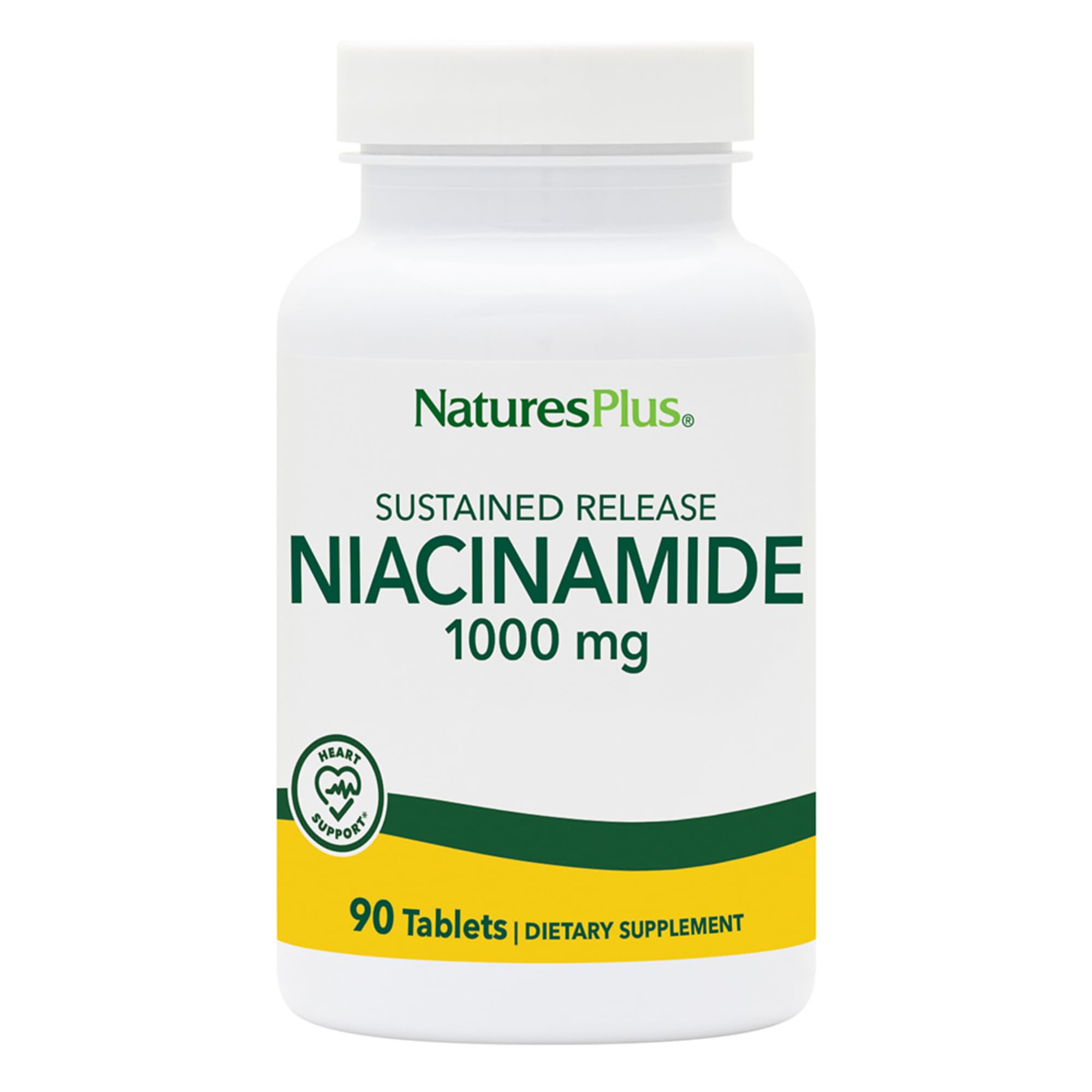 Front view of NaturesPlus Niacinamide 1000 mg Sustained Release bottle with label