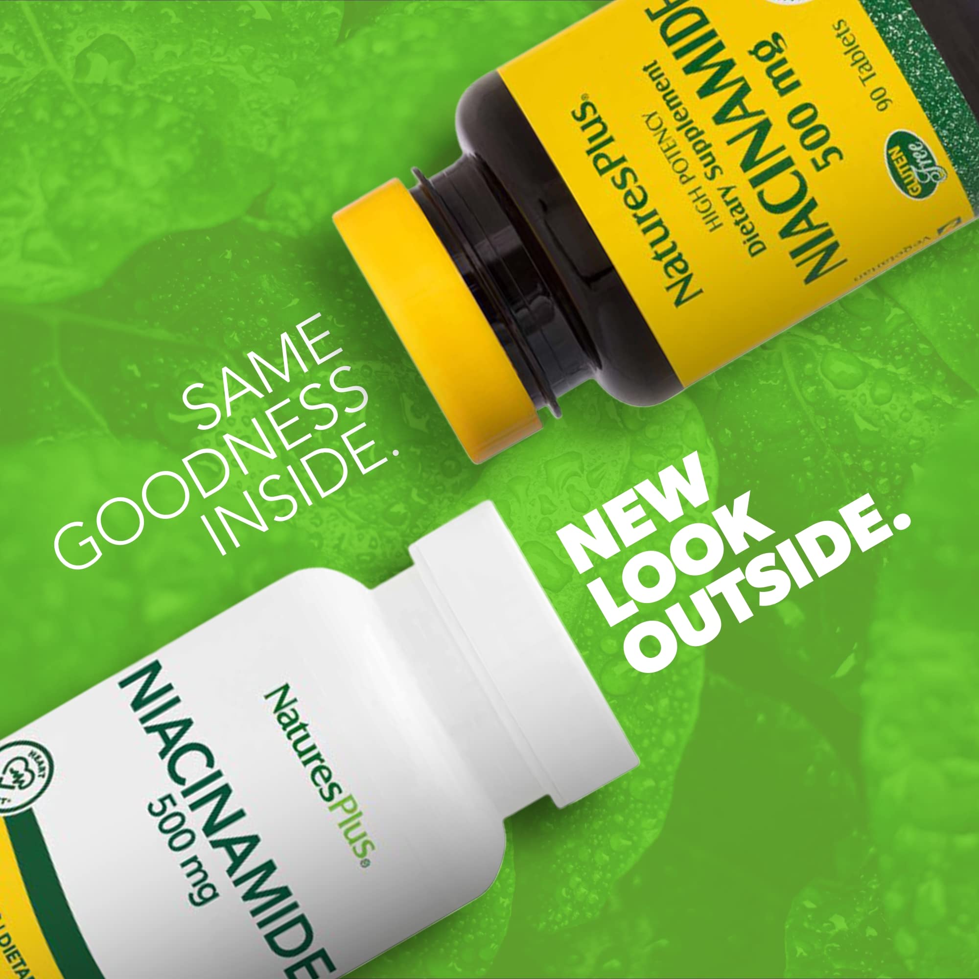 Nutrition facts label for Niacinamide 500 mg tablets