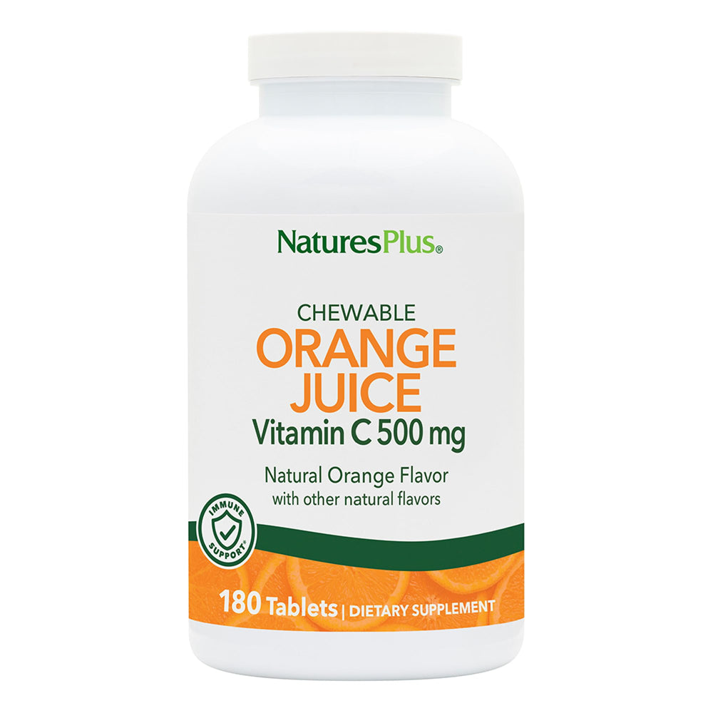 Front view of two-pack bottle of NaturesPlus Orange Juice Vitamin C 500 mg 180 chewables