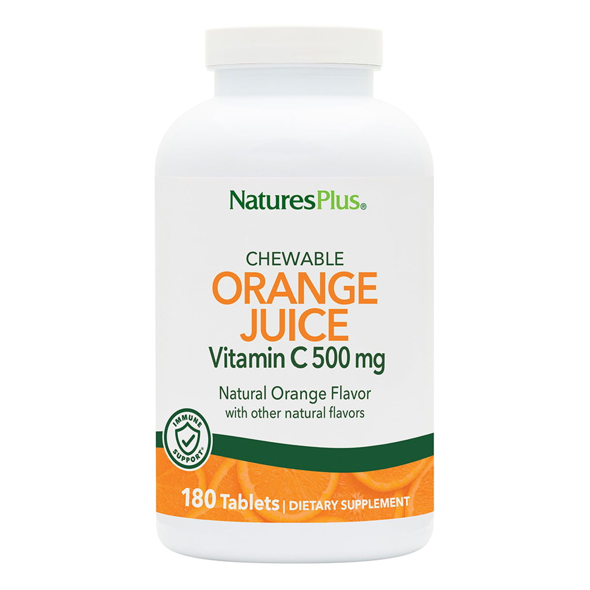 Front view of two-pack bottle of NaturesPlus Orange Juice Vitamin C 500 mg 180 chewables
