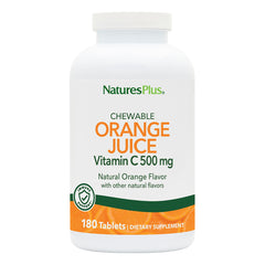 Front view of two-pack bottle of NaturesPlus Orange Juice Vitamin C 500 mg 180 chewables
