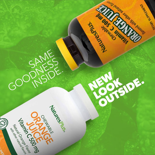 NaturesPlus Vitamin C orange juice chewables packaging