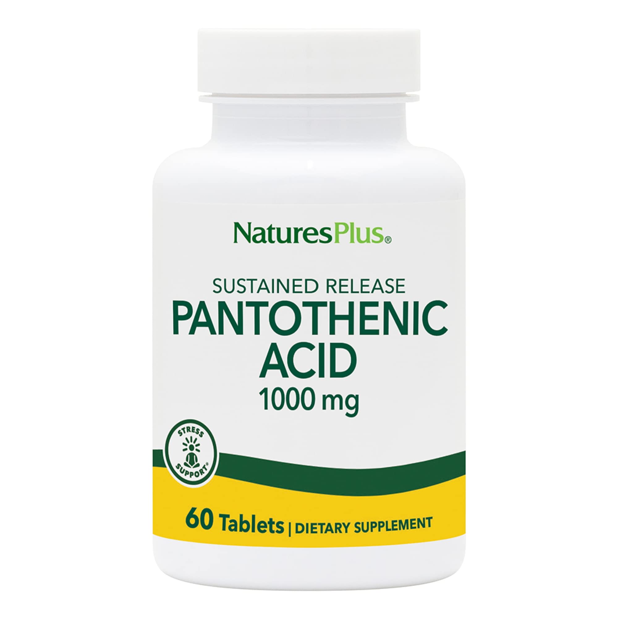 Nature'sPlus Pantothenic Acid sustained-release bottle – 1000 mg per tablet, 60 tablets