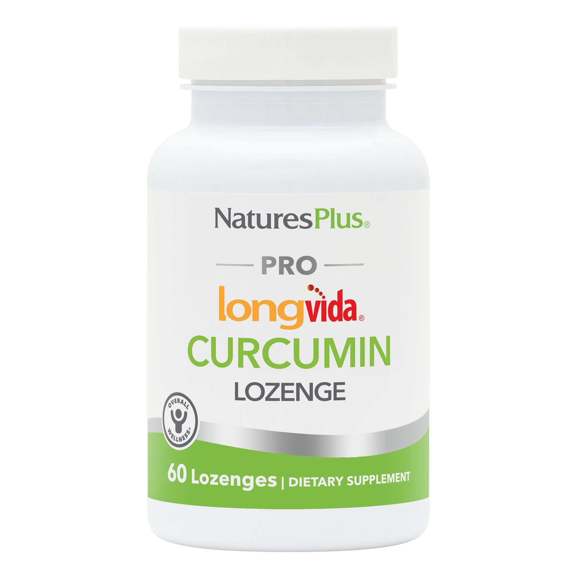NaturesPlus PRO Longvida Curcumin lozenge bottle/front view