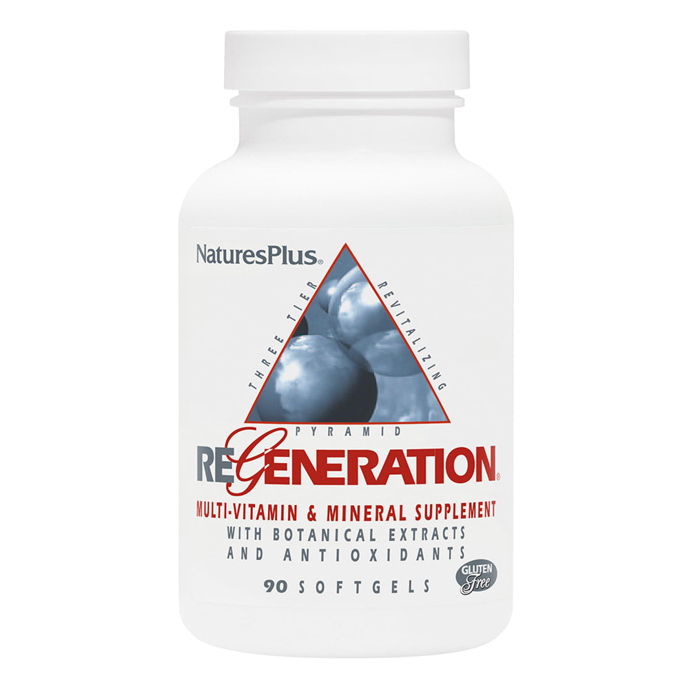 Front view of NaturesPlus Regeneration bottle, 90 softgels in pack of 2