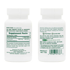 NaturesPlus Shot-O-B12 5000 mcg 60-serving pack – back of packaging