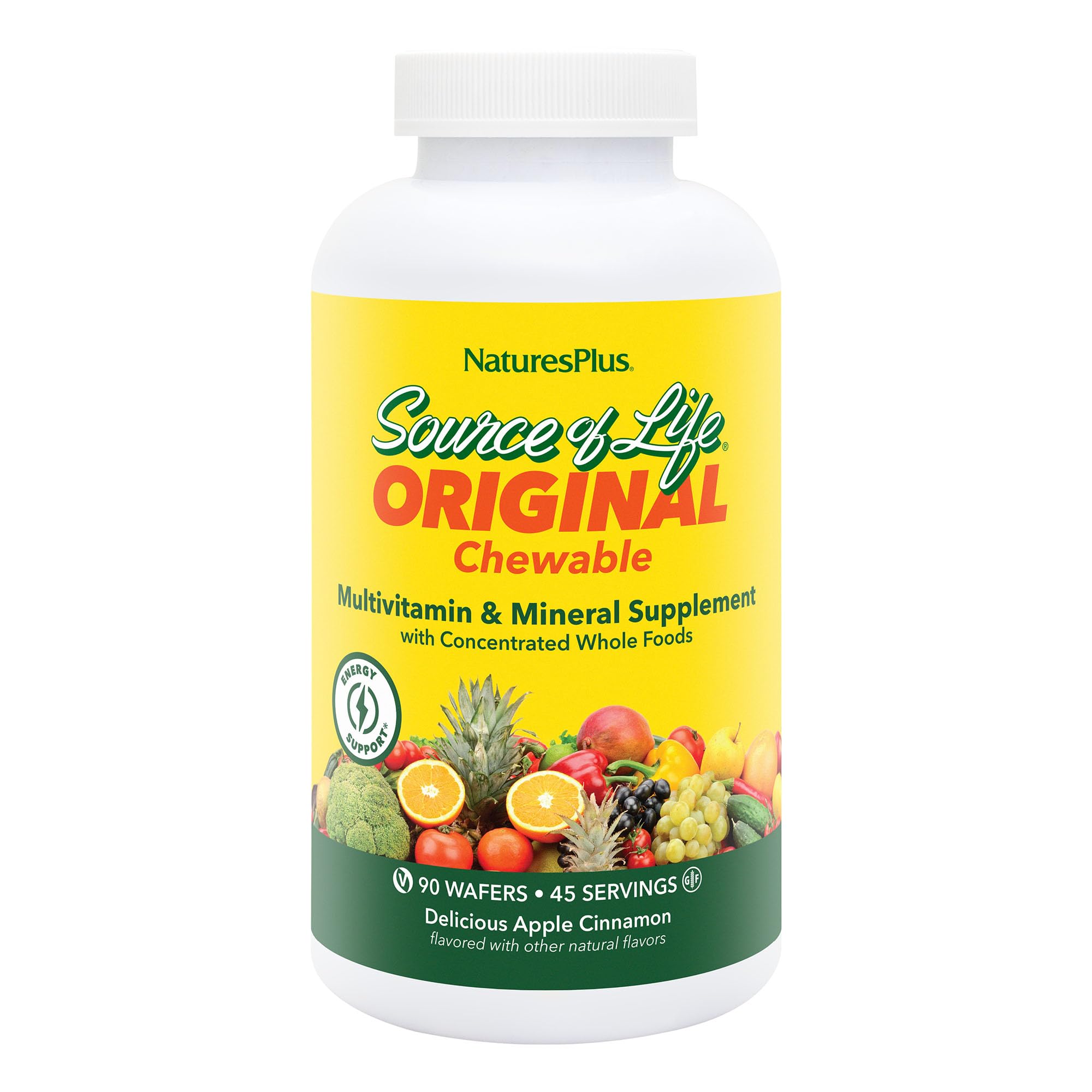 Product packaging for NaturesPlus Source of Life Adult Chewable Multivitamin Apple Cinnamon