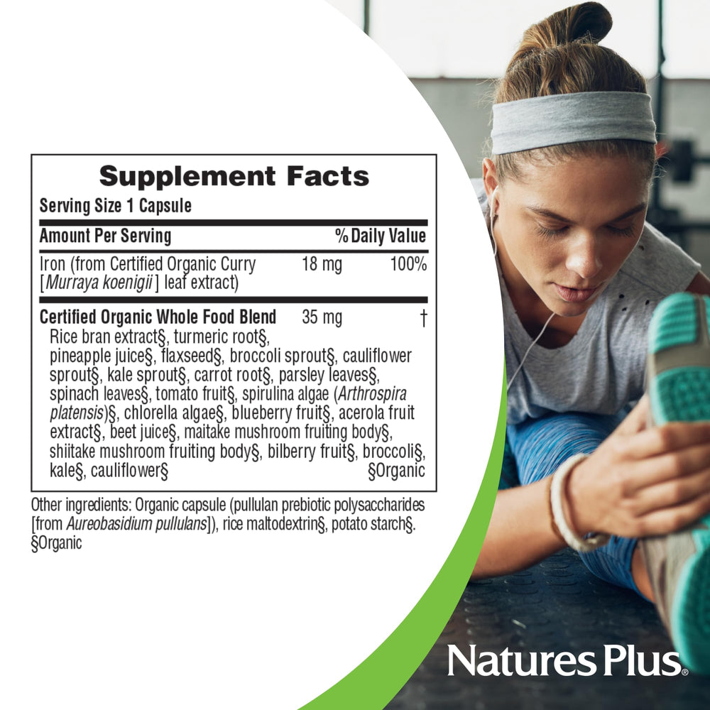 Eco-friendly packaging design for NaturesPlus iron capsules