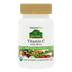 Bottle of NaturesPlus Source of Life Garden Organic Vitamin C 500 mg, 60 vegan capsules